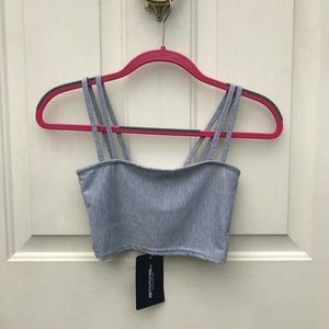 Double Strap Sleeveless Gray Crop Top